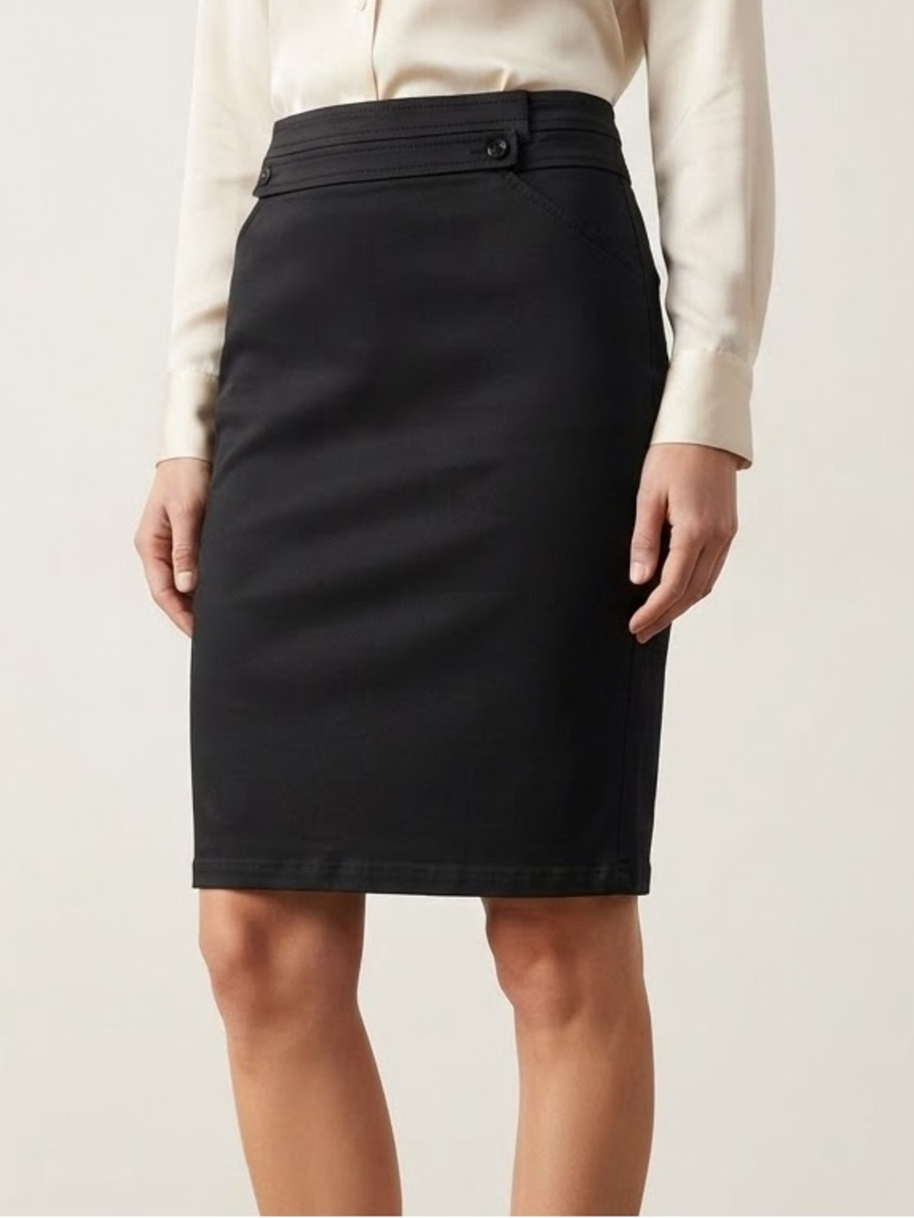 Vintage D&G Dolce & Gabbana Black Cotton Pencil Skirt US Large L IT 46